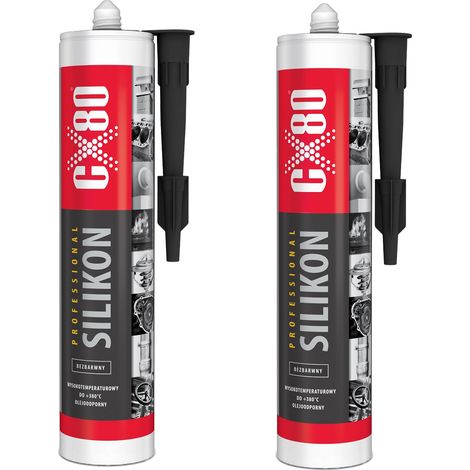 Sellador de silicona CX80 de alta temperatura, resistente al aceite, incoloro, 300 ml x 2 (1/2)