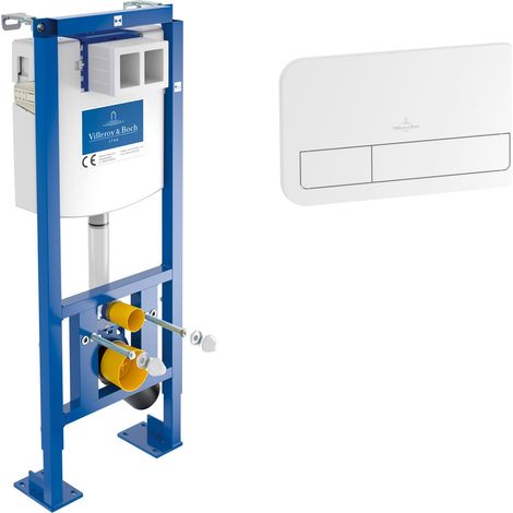 Villeroy & Boch – Bâti-support WC autoportant ViConnect – Plaque de commande blanche – Fixation murale réglable – Écoulement silencieux (1/5)
