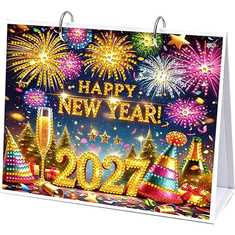 Diamantenmalerei Tischkalender 2027 Quer 12 Monatskalender, Kalender 2027 tischkalender Wochenkalender Terminkalender Home Office Schule, 21 x 17 cm-Festival (1/5)