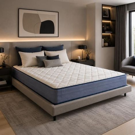 Matelas - JUANIO - Zaya - Queen Size 160x200x20 cm - Mousse mémoire haute densité - Réversible respirant