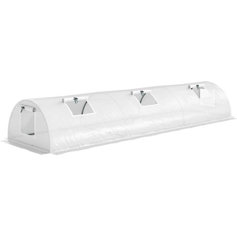 Serre tunnel mini pour tomates 300 x 80 x 45 cm avec fenêtres moustiquaires en maille, bâche plastique anti-UV, montage facile pour le jardin - CHICFURN (1/5)