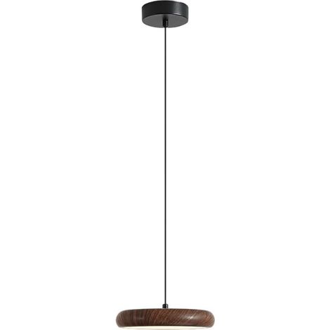 Suspension disque en noyer, lampe suspendue ultra-fine en métal avec abat-jour en acrylique, lampes de chevet, lustre LED moderne - 10 W - 3 modes de couleur, luminaires suspendus pour salle à manger (1/5)
