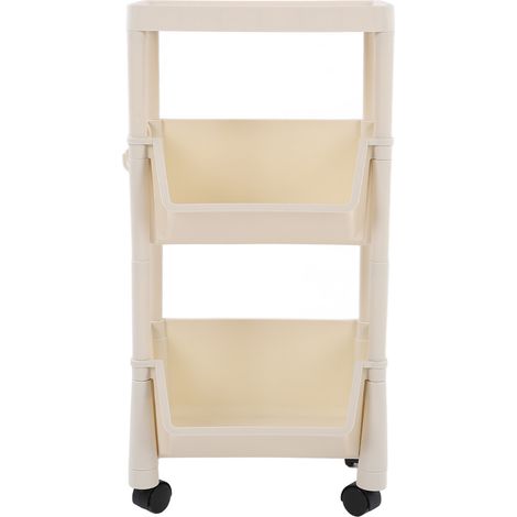 Organisateur de rangement roulant compact, grande capacité, chariot utilitaire mobile, étagères à livres mobiles avec roulettes verrouillables, 3 niveaux avec couvercle (1/5)
