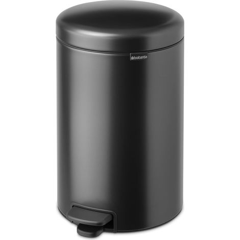 Poubelle à pédale NewIcon 20 L Couvercle anti-odeurs à fermeture douce et bac en plastique Poubelle compacte antidérapante pour cuisine, bureau, salle de bain ou chambre Confident Grey (1/5)