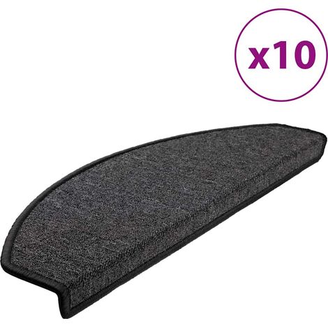 Maison Exclusive - Tappetini per scale 10 pz 65x24x4 cm Antracite Semicircolari Grandi