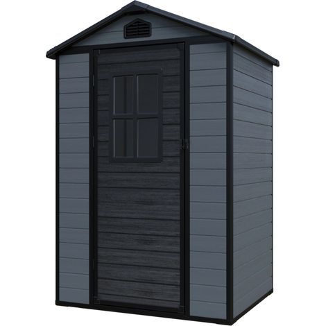 casetta da giardino domus "leonor 4x3" in resina grigio con porta battente singola 129x106x198 cm