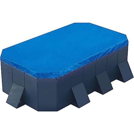 Bâche de piscine rectangulaire imperméable en polyéthylène avec attaches de corde pour piscines gonflables de 265 x 170 cm - Anti-poussière - Bleu (215 x 145 x 20) (1/5)