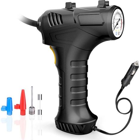 Pompe à Air Portable 120W pour voiture, compresseur d'air, gonfleur de pneus, manomètre avec lumière LED, pour voiture, moto, vélo, balles (1/4)