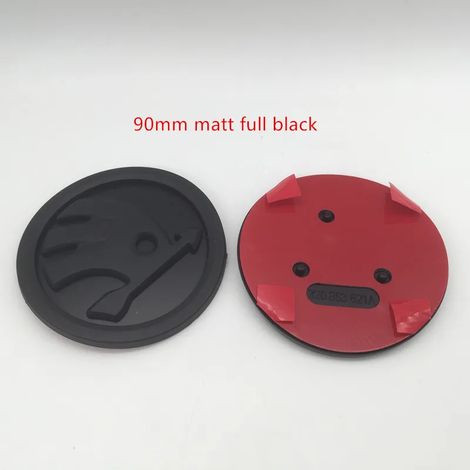 (90 mm, noir mat intégral) - 1 pièce. Autocollant 3D compatible avec la calandre avant, le pare-chocs arrière et le coffre des voitures SKODA. Accessoires de style. (1/5)