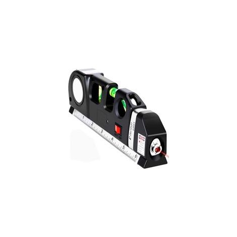 Niveau laser multifonctionnel 4 en 1, laser puissant portable avec ruban de niveau, ruban à mesurer standard et métrique et règle métrique de 8 pieds/2,5 m avec mini niveau infrarouge