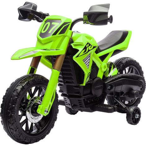 Kinder Elektro-Motorrad, 6V Kindermotorrad mit Stützrädern, Kinderfahrzeug mit Hupe und Startgeräusch, 3 km/h, für 3-8 Jahre Kinder, max. 30 kg, Grün