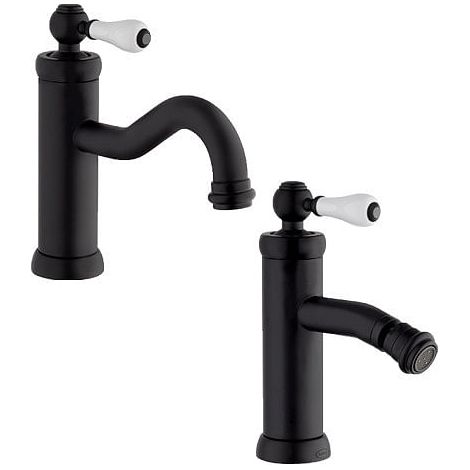 Set Rubinetti Jacuzzi per lavabo e bidet senza scarico serie Tosca YO nero opaco (1/5)