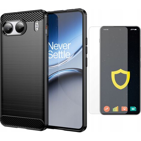 Custodia protettiva in carbonio, robusta cover posteriore per OnePlus Nord 4 + Vetro (1/5)