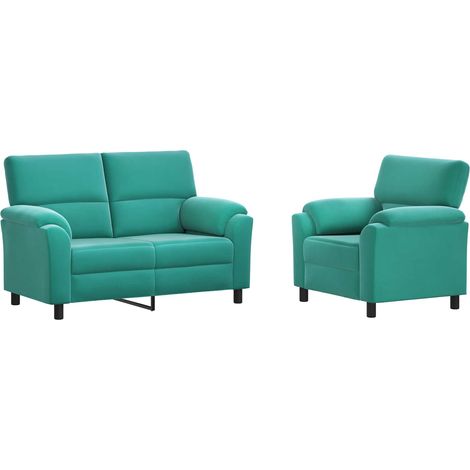 Set di divani 2 pcs Turchese Velluto vidaXL (1/5)