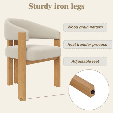 Fauteuil de salle à manger ergonomique (4 pièces), rembourrage épais, pieds en métal robustes, finition en bois, respirant et facile à entretenir, parfait pour chambre à coucher, salle à manger et sal (1/5)