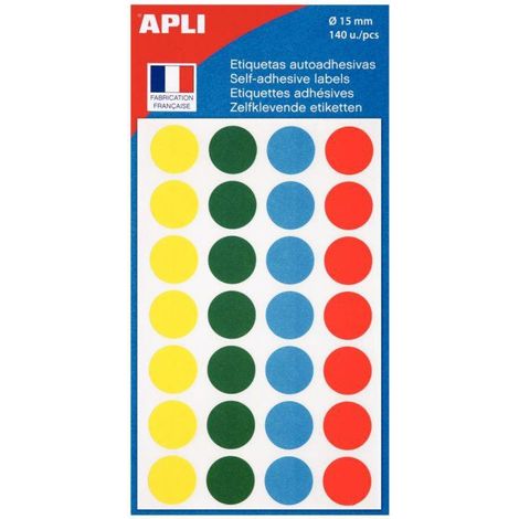 Étui de 140 pastilles de couleur diamètre 15 mm coloris assortis (1/3)