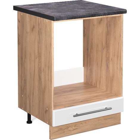 Herdumbauschrank Fame-Line, Weiß Hochglanz, 60 cm , AP Anthrazit, Vicco