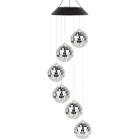 Lampe carillon solaire à boule de cristal à changement de couleur, lampe carillon solaire mobile à LED, lampe boule disco-AquaForge