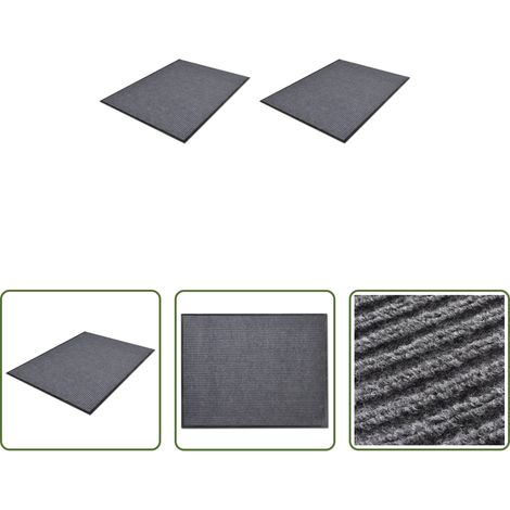 vidaXL Tapis anti-boue - Paillassons 2 pcs PVC Gris 90x60 cm (1/5)