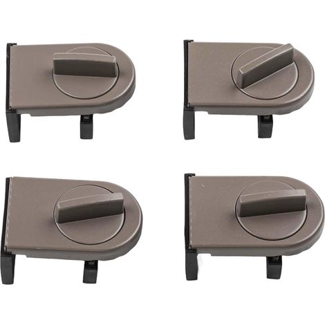 Lot de 4 verrous de fenêtre réglables pour portes coulissantes, fixation par serrage de 14 à 30 mm, couleur café, butée de sécurité enfant avec installation facile sans outil (1/5)