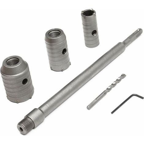 Broca para hormigón de vástago redondo de 350 mm SDS Plus, cortadora de agujeros para hormigón, broca para muro de piedra de cemento con expansión de 30/40/50 mm (plateada) (1/5)