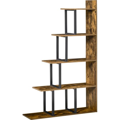 Etagère bibliothèque escalier AREZZO bois et noir (1/5)