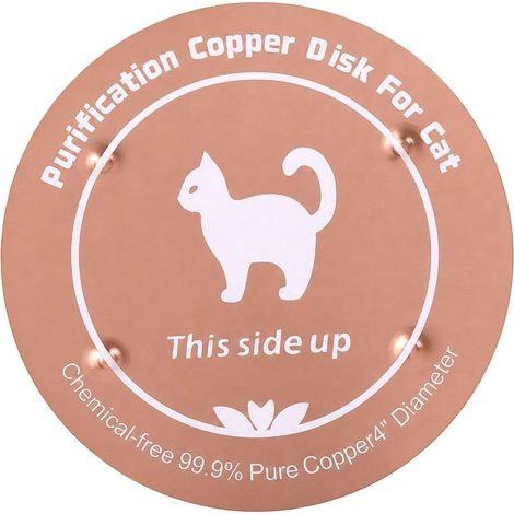 Disque en Cuivre Gamelle d'eau pour Chat, Disque Purification Automatique 10cm Diamètre avec Support à 4 Points Utilisable Toute l'Année pour Les Gamelles d'eau des Animaux Compagnie (1/5)