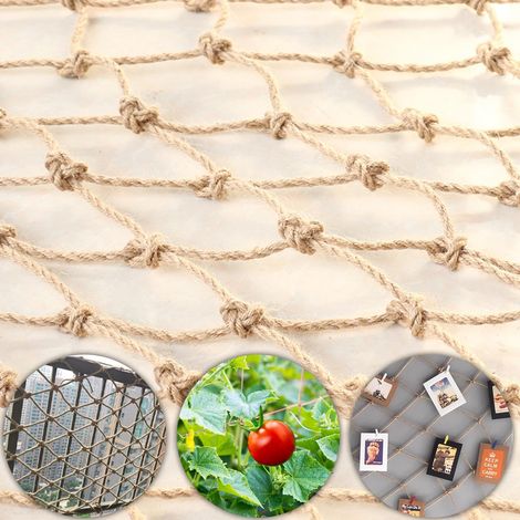 Jute Ranknetz Für Pflanzen 1m x 5m Gurken Rankhilfen Für Kletterpflanzen Hofeinfahrt Netz Zaun Großer Maschenweite Mit 10m Hanfseil Für Garten und Gewächshaus