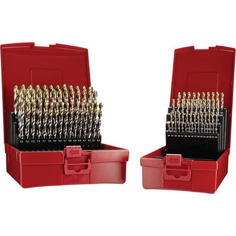 Juego de brocas helicoidales A095 DIN 338 TypeN D.1-10x0.1mm HSS 91 piezas Ku.-Kass.DORMER