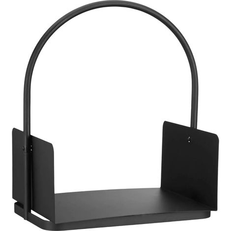 Panier de rangement pour bois de chauffage porte-bûches en acier avec poigné noir (1/3)