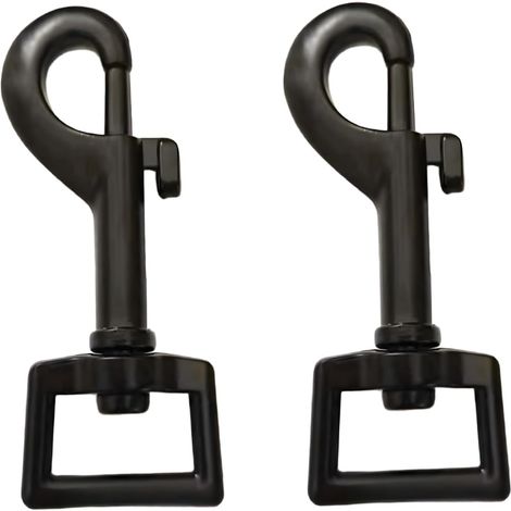 Lot de 2 Mousquetons à Pivot pour Collier de Chien - Mousqueton Tournant en Acier Inoxydable, Crochet à Œillet 75 mm, pour Laisse, Équitation et Nautisme (Noir) (1/5)
