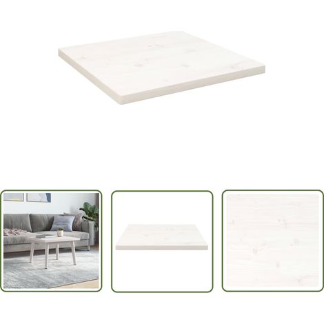 The Living Store Dessus de table blanc 60x60x2,5 cm bois de pin massif - Plateau De Table - Dessus De Table - Table Basse - Table D'appoint - Table En Bois (1/5)