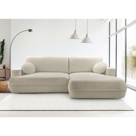 AX LIVING Ecksofa mit Schlaffunktion Peoni 267cm beige mit Bettkasten R