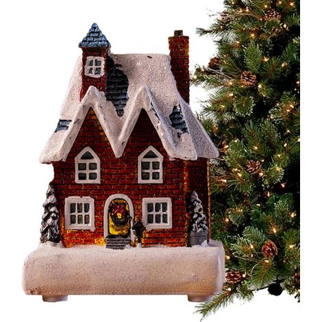 Maisons de village de Noël Collection des Bâtiments de Fête Petite Maison de Village Lumineuse Pour Les Fêtes Le Foyer L'Étagère La Soirée La Fenêtre La Devanture L'Appartement (1/5)