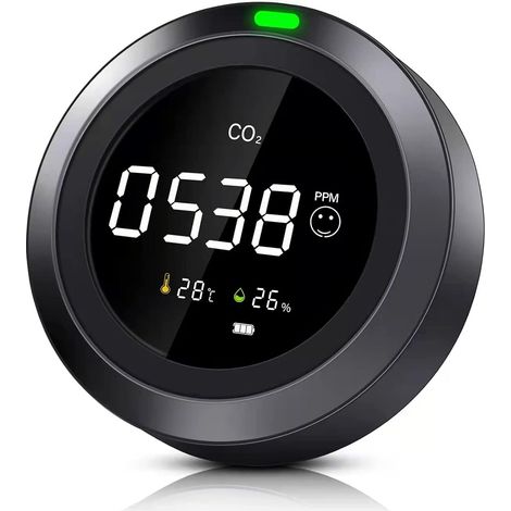 CO2 Detecteur,Moniteur de Qualité de L'air Intérieur 3 en 1 Détectant la Température et L'humidité du Dioxyde de Carbone,Detecteur CO2 NDIR (1/5)
