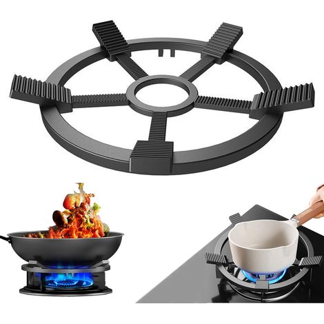 Anneau Réducteur Gaz en Fonte, Support Wok Antidérapant pour Cuisinière Gaz, Support pour Cafetière Moka et Petite Casserole, Adaptateur Universel 4/5 Bras, Anti-Basculement et Résistant à la Chaleur (1/5)
