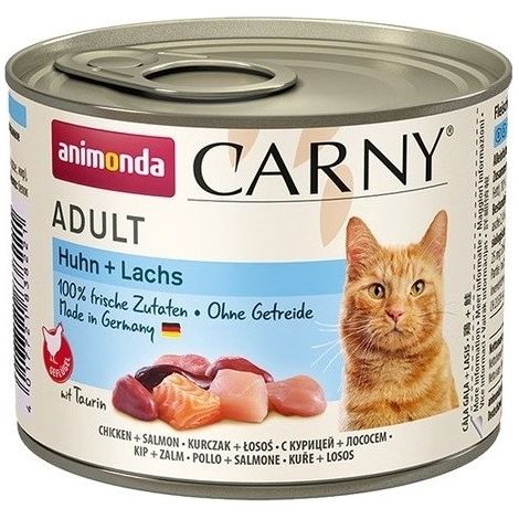 Nourriture humide pour chat adulte ANIMONDA Carny au poulet et au saumon, boîte de 200 g