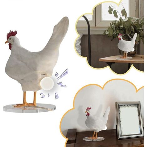 Oeuf de Poule Pondant Drôle de Lumière, Lampe D'Oeuf de Poule Led en Résine Réaliste, Lampe D'Oeufs de Poule de Pâques en Peluche, Lumière Décorative pour la Maison, la Chambre À Coucher, Le Salon (1/5)