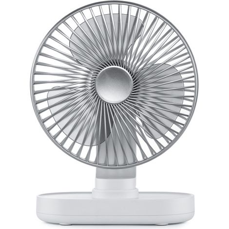 Leiser 16,5-cm-Tischventilator mit automatischer Oszillation, 4 Geschwindigkeitsstufen, 4000-mAh-Akku, bis zu 20 Stunden Laufzeit, modernes Design (1/5)