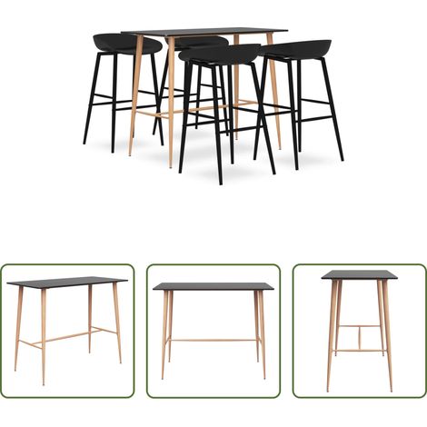 Barhocker - 5-tlg. Bar-Set Schwarz (1/5)