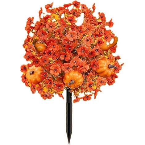 Arbre à citrouilles artificiel d'automne avec support protection UV, décoration colonne jardin extérieur porche allée patio Halloween (1/5)