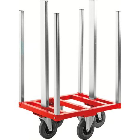 Kongamek Transportwagen 800x600x1215mm in rot mit 300kg Tragkraft ohne Bremse für Palettenwagen