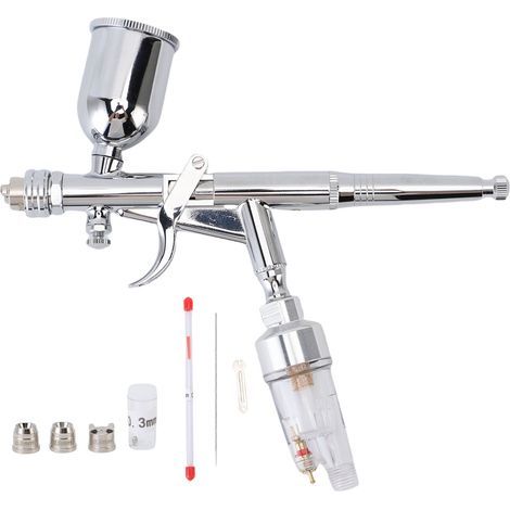 Ensemble d'aérographe à alimentation par gravité à Double Action avec buse à dégagement rapide de 0.3mm, tasse de 15cc, peinture, dessin, fournitures d'art (1/5)
