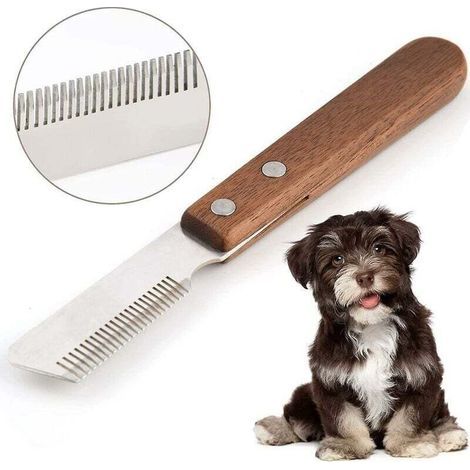 Coltello da rifinitura per destrimani, coltello professionale per stripping di cani con manico ergonomico in legno (1/5)