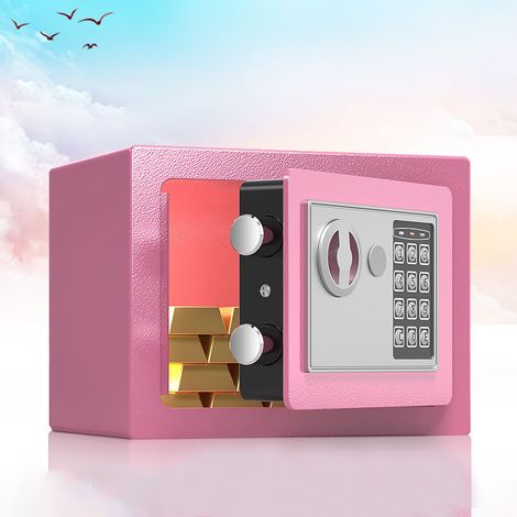 Coffre-fort en acier au carbone ignifuge et antivol pour maison, bureau, hôtel, commerce - Rangement bijoux et argent - Rose rouge (1/5)