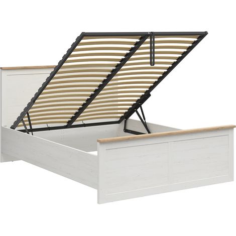 Lit coffre 160x200 sommier inclus Aksel Blanc (1/5)
