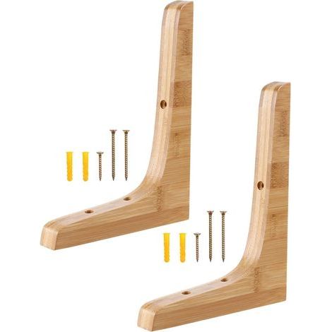 2 Supports D'Étagère Murale En Bois Équerre Triangulaire Pour Étagère Flottante Fixation Murale Avec 6 Vis Et 4 Boulons De Suspension Pour Salon Bureau Cuisine (1/5)