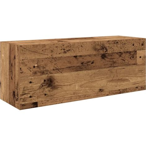 Mobiletto da bagno a parete di design pratico ed elegante 80 x 25 x 30 cm con molla a gas finitura legno anticato 020051275
