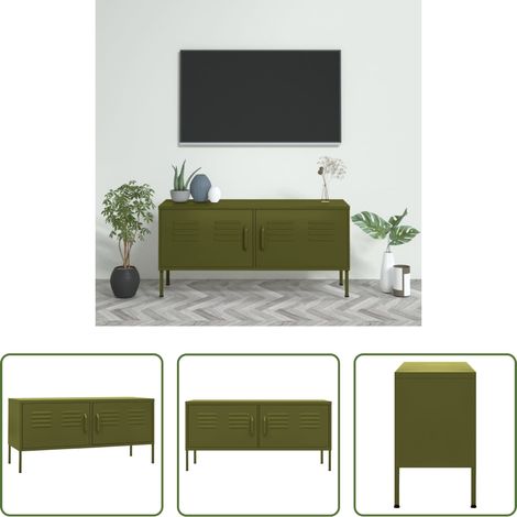 Stahl - TV-Schrank Olivgrün 105x35x50 cm Stahl (1/5)