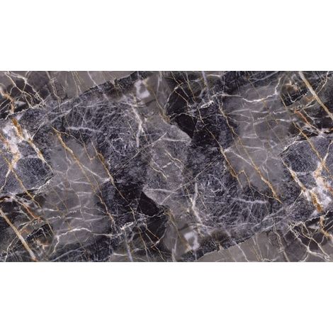 Selbstklebende PVC-Dekorplatte, schwarz-goldener Marmor, 280 x 60 cm (1/4)